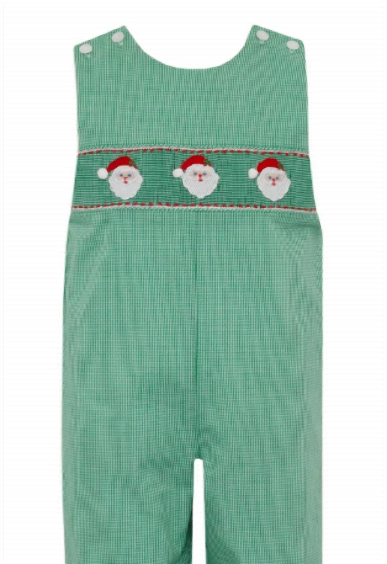 Petit Bebe - Boy's Santa Smocked Gingham Long Jon Jon