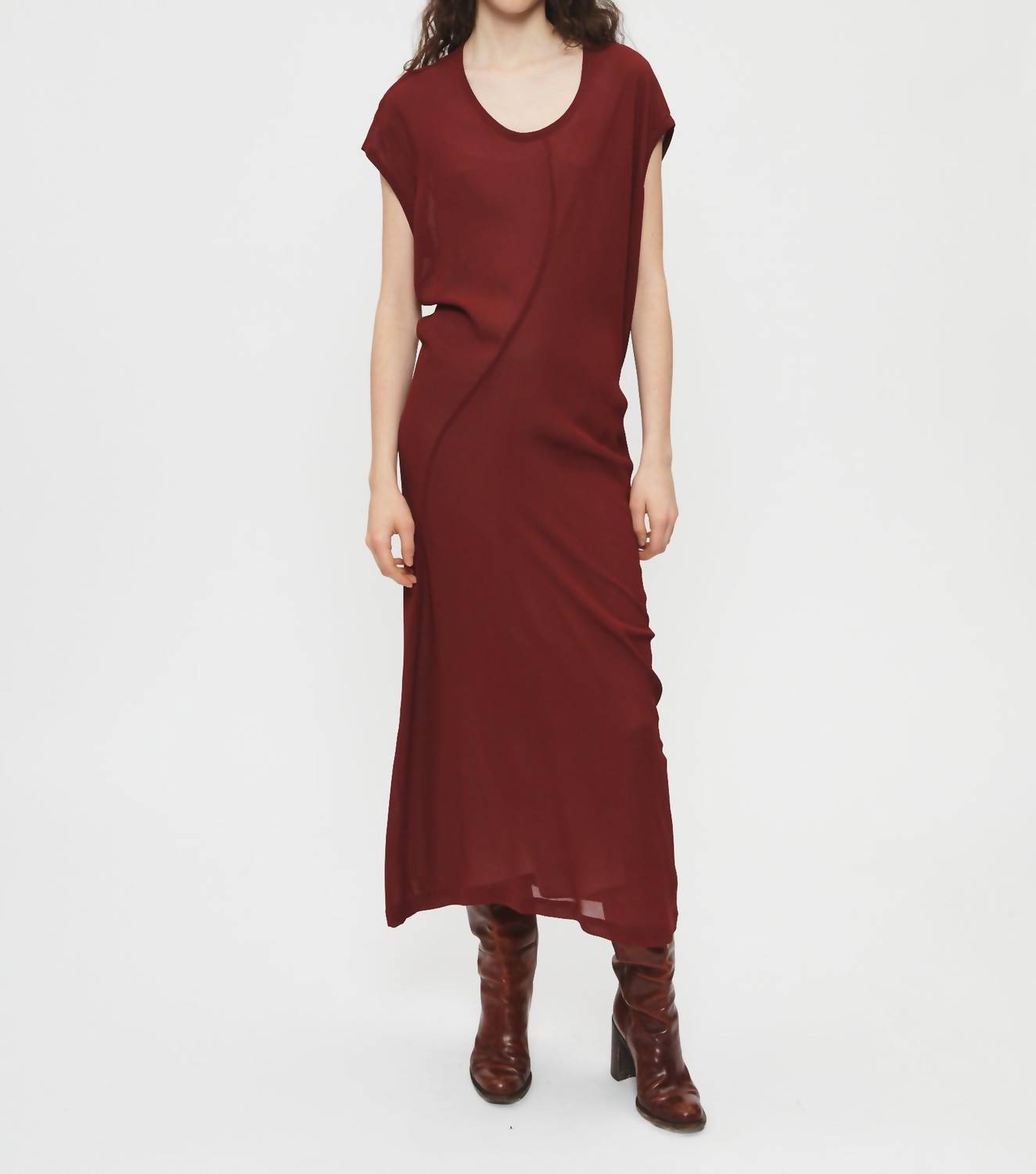 6397 S-curve Dress in bordeaux - women's dress