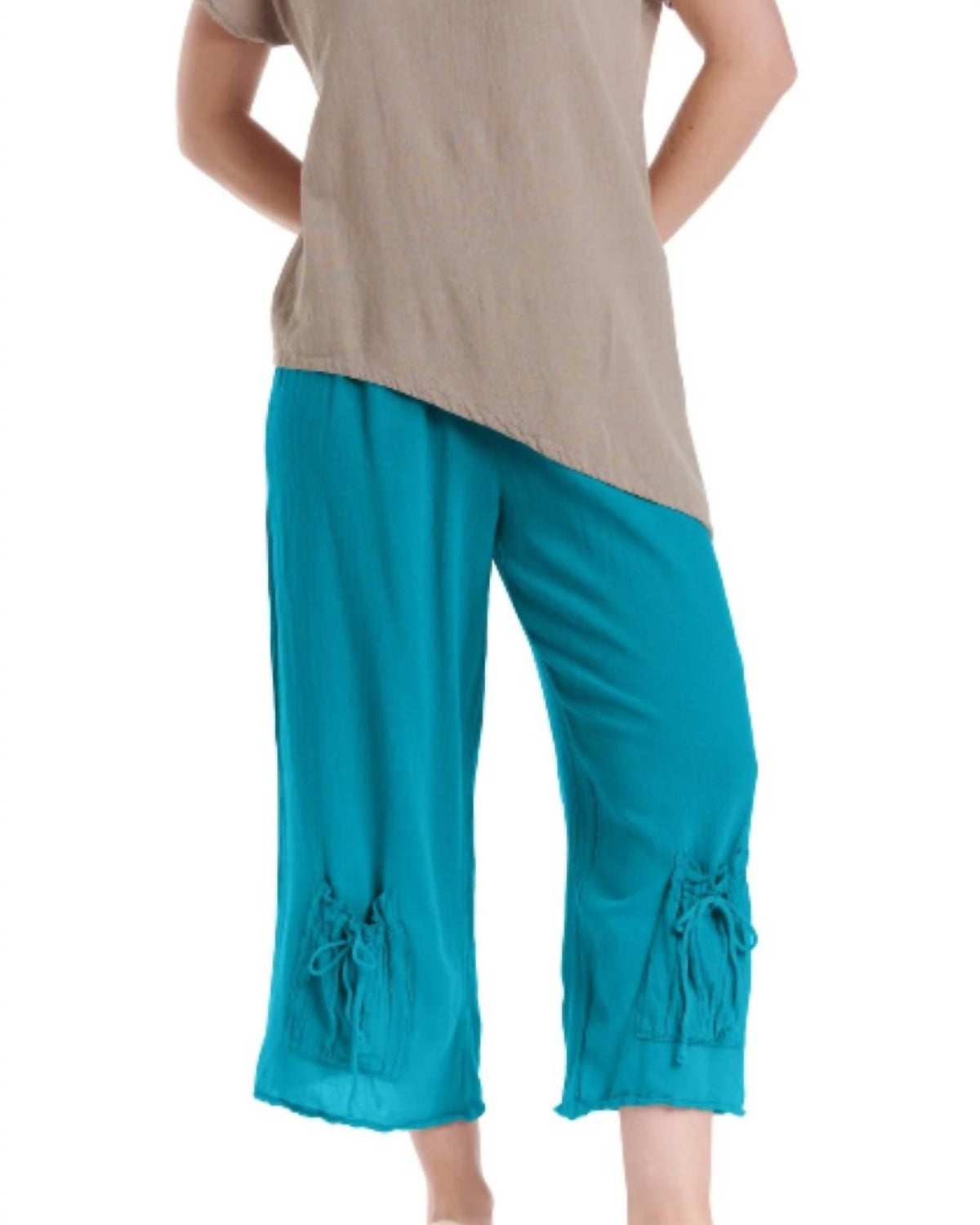 Oh My Gauze! Beth Short Capri in turquoise - women's pants - detail view