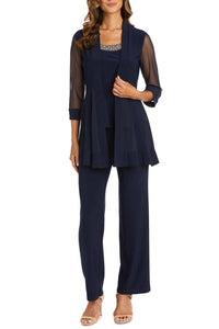 R&M Richards - Women's Embellished Neck Two Piece Pants