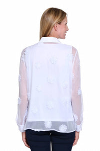 Multiples - Cuffed Long Sleeve Button Front Shirt And Tank