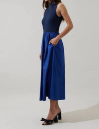 SUGARLIPS Grady Sleeveless Midi Dress in navy - women's dress - alternate view