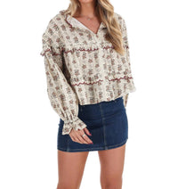 So Me Romantic Floral Boho Top in vintage floral - women's blouse - alternate view