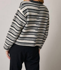 LE LIS Broken Stripe Sweater in cream black - women's sweater - detail view
