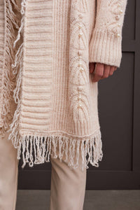 Tribal - Effie Sweater Cardigan With Fringe And Pearls