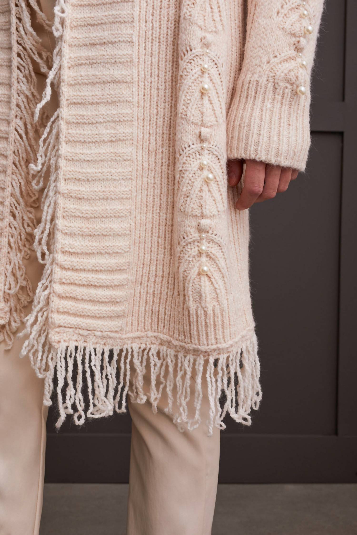 Tribal - Effie Sweater Cardigan With Fringe And Pearls