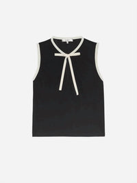 FRAME Keyhole Tie Tank Top in black - women's tank top - view 4