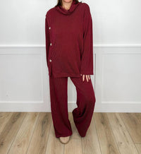 Dagne Dover - Soft Moments High-rise Ribbed Wide Leg Pants Set
