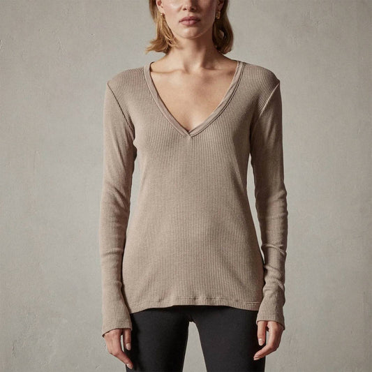 James Perse - Deep V Long Sleeve Rib Top