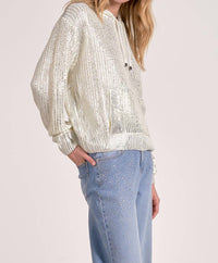 Elan - Farrah Metallic Hoodie Sweater