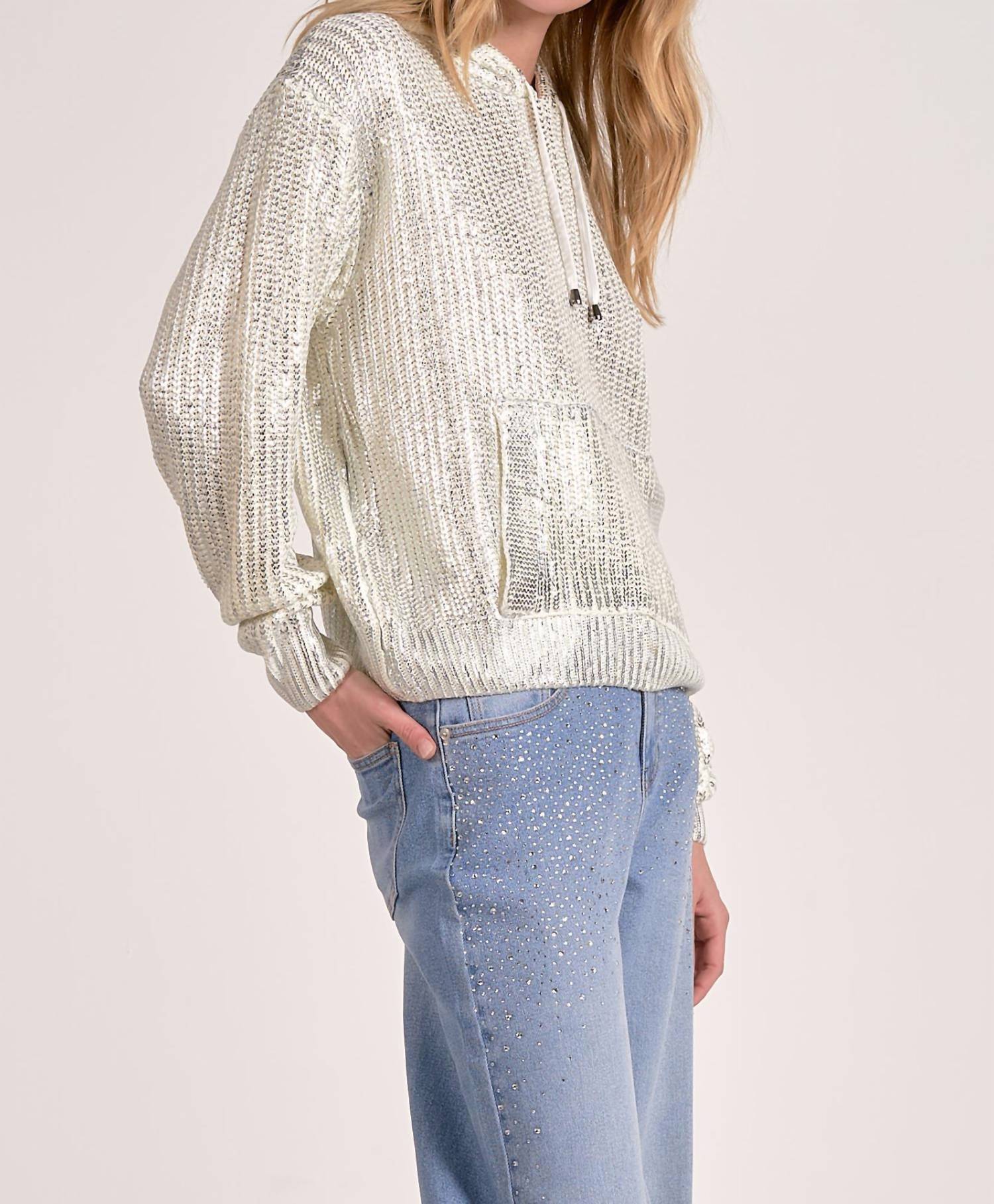 Elan - Farrah Metallic Hoodie Sweater