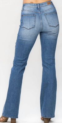 Judy Blue - Livin' In Plaid Patch Mid Rise Boot Cut Jean