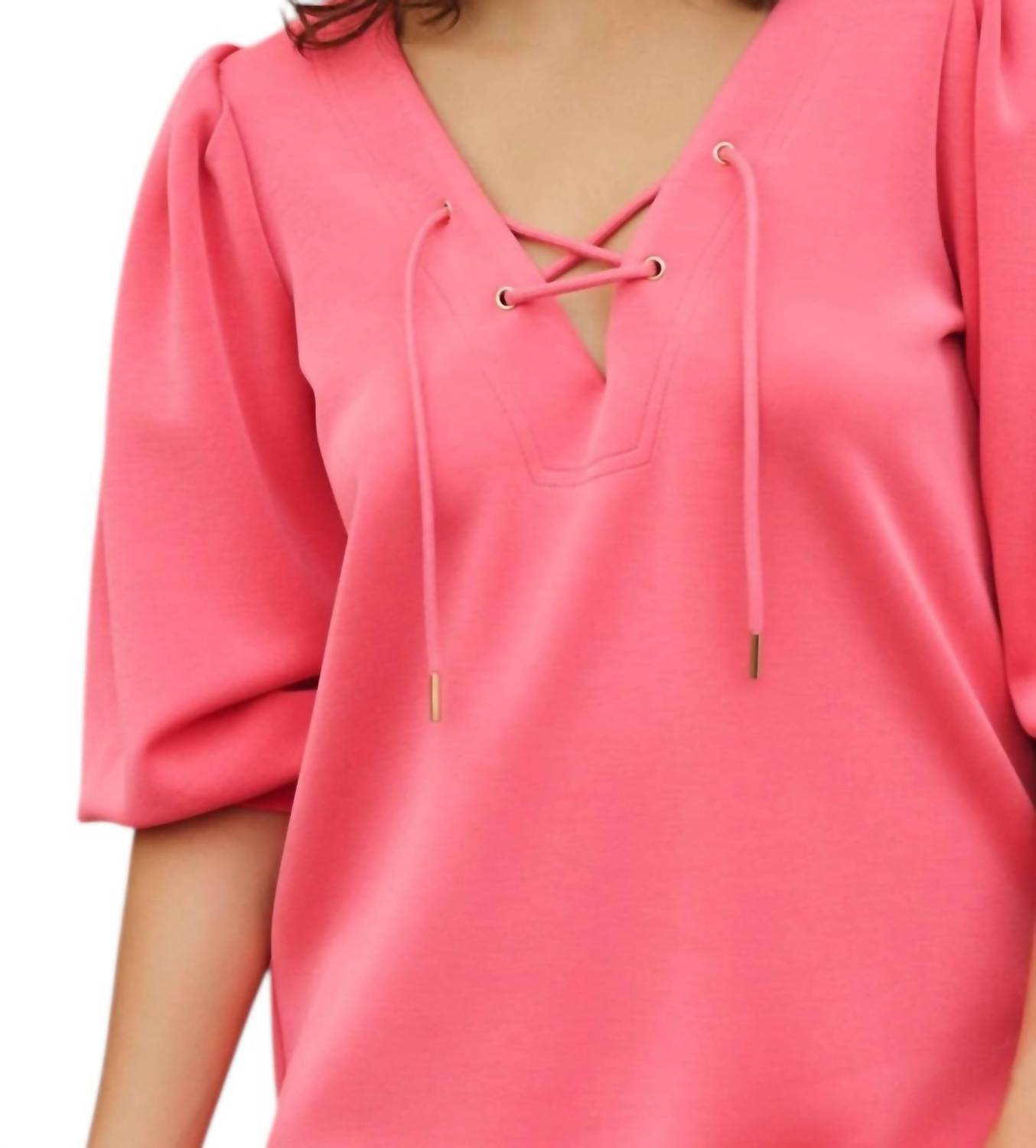 ESQUALO Delia V-neck Dress in pink - women's dress - detail view