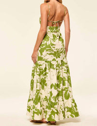 Misa Los Angeles Carmela Dress in green goddess poplin - women's dress - alternate view