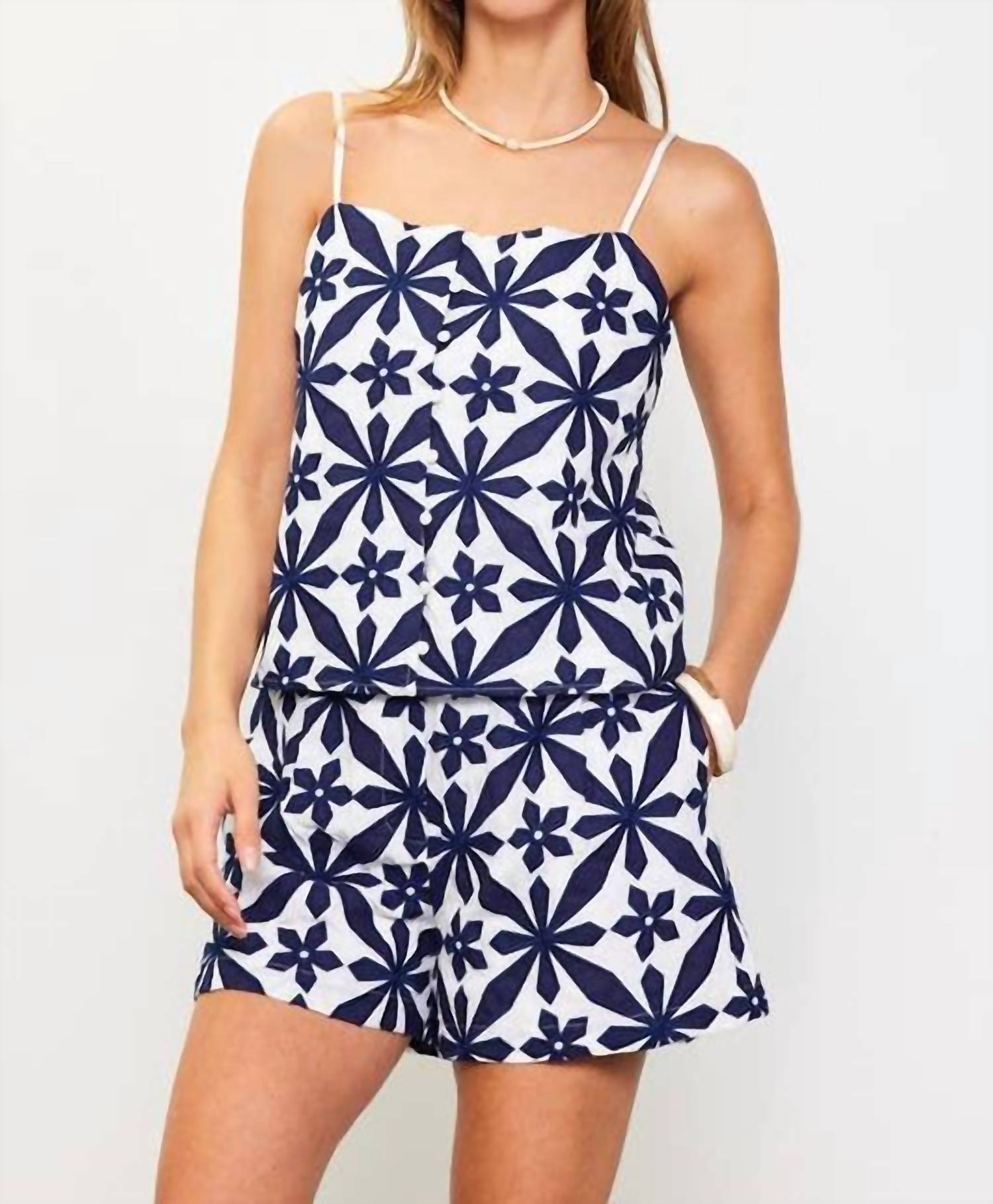 Skies Are Blue - Sleeveless Embroidered Cami Top