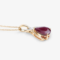 Diana M Jewels Women's Pear Natural Ruby Pendant Necklace (1.98 Ct) - Classic in 14k yellow gold - women's jewelry - detail view