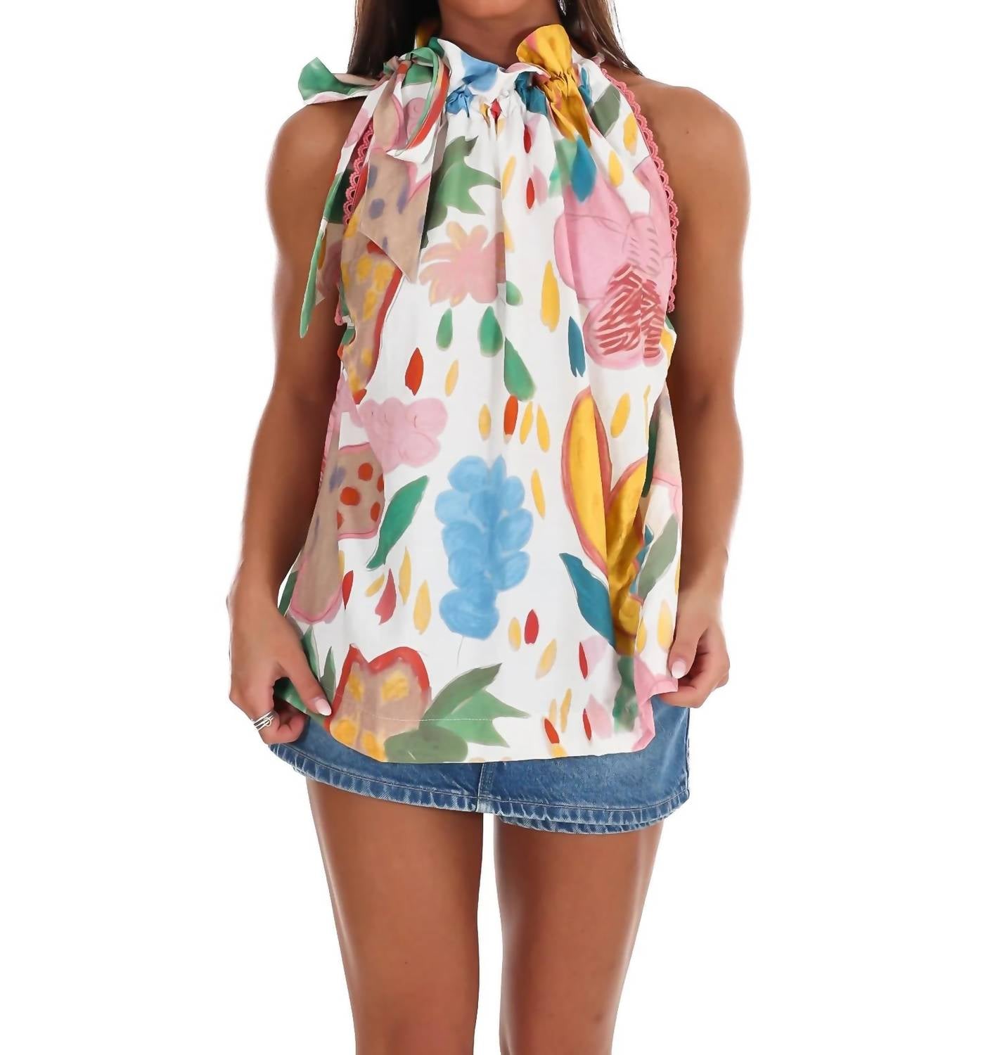 Umgee - Women's Blooming Beauty Floral Halter Neck Top