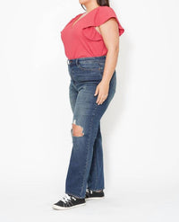 Judy Blue High Waist Knee Ripped Dad Denim Jeans in medium wash - women's jeans - view 6