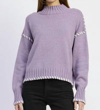 En Saison Merril Whip Stitch Long Sleeve Sweater in purple - women's sweater