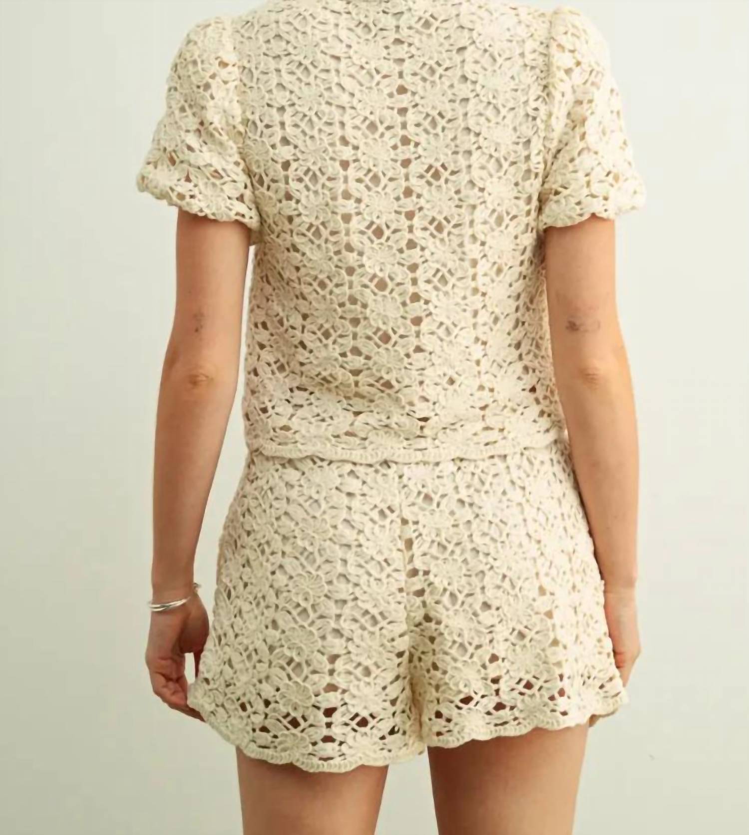 Miou Muse - Crochet Elastic Waistband Shorts