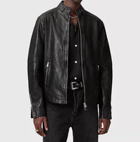 Allsaints - Cora Leather Snap Back Collar Jacket