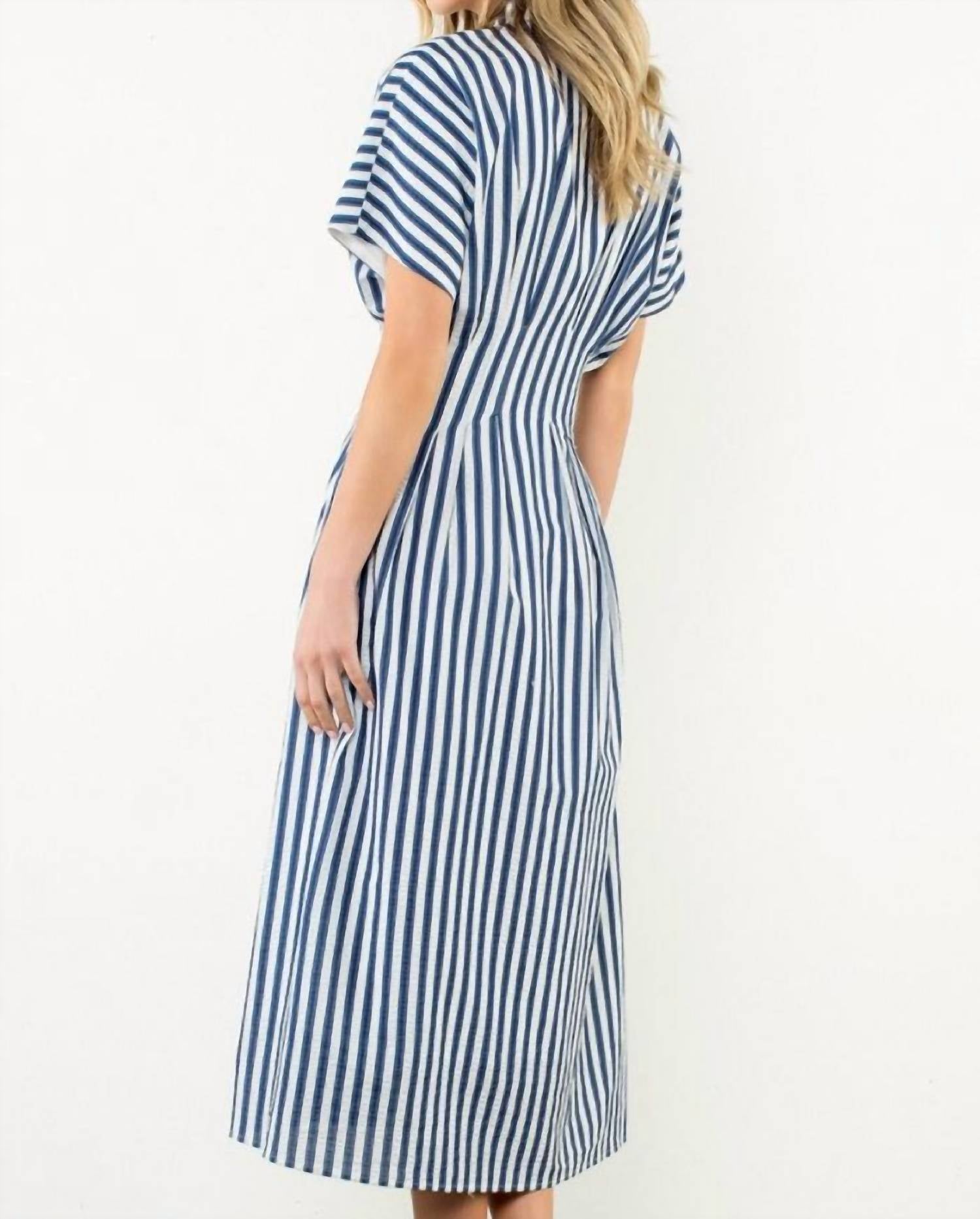 Thml - Button Up Short Sleeve Striped Maxi Dress