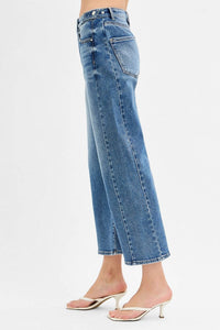 Risen - Adjustable Waistband Crop Length Barrel Jeans