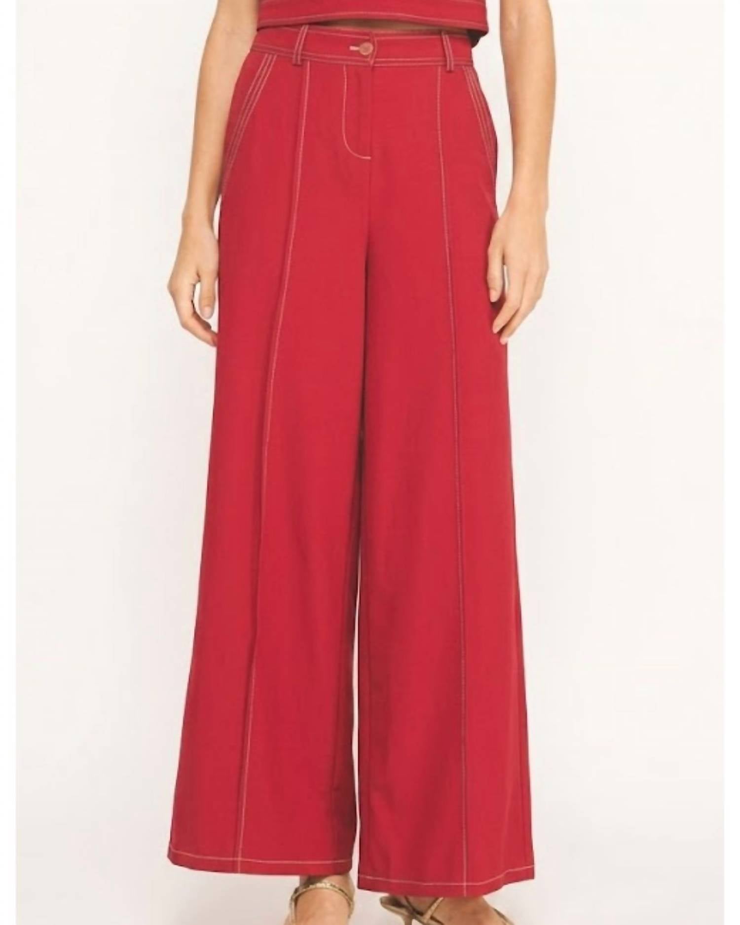 Strut & Bolt - Two Piece Flutter Sleeve Top And Wide Leg Trouser Set