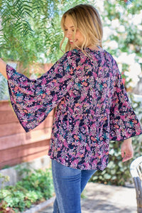 Hailey & Co - Floral Babydoll Bell Sleeve Top