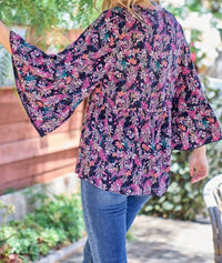 Hailey & Co - Floral Babydoll Bell Sleeve Top