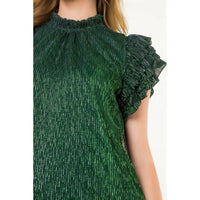 THML Flutter Sleeve Top in green - women's blouse - view 4
