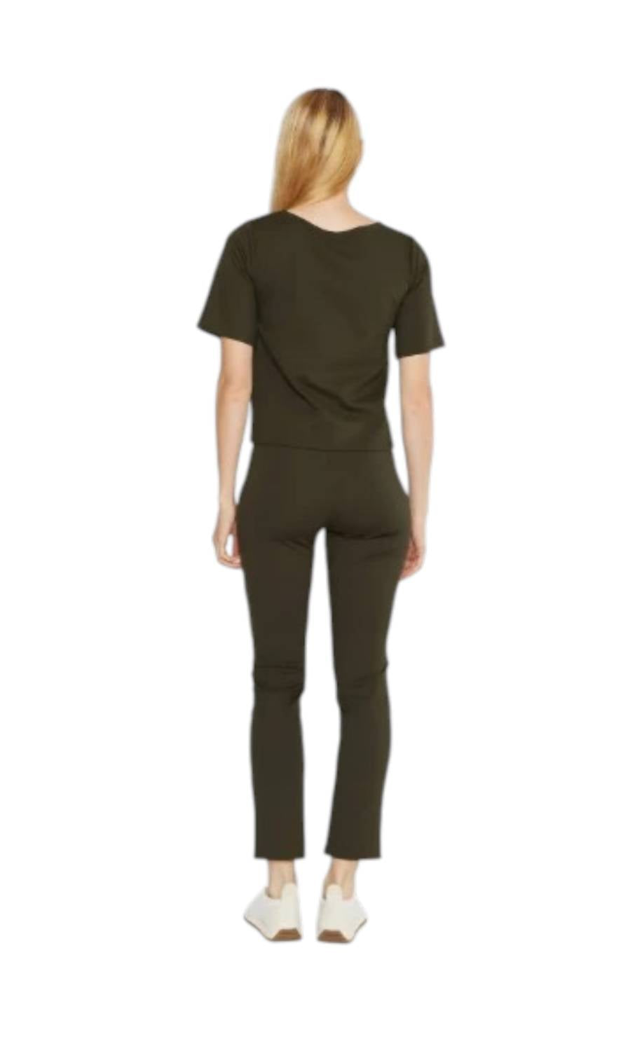 RIPLEY RADER Ponte Knit Short Sleeve Top in olive - women's shirt