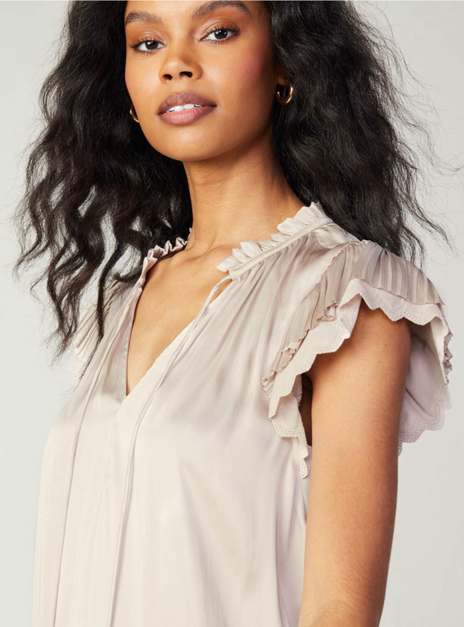Current Air - Double Flutter Short Sleeve Blouse