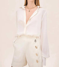 ALEXIS Pat Long-sleeve Blouse in ivory - women's long sleeve top - detail view
