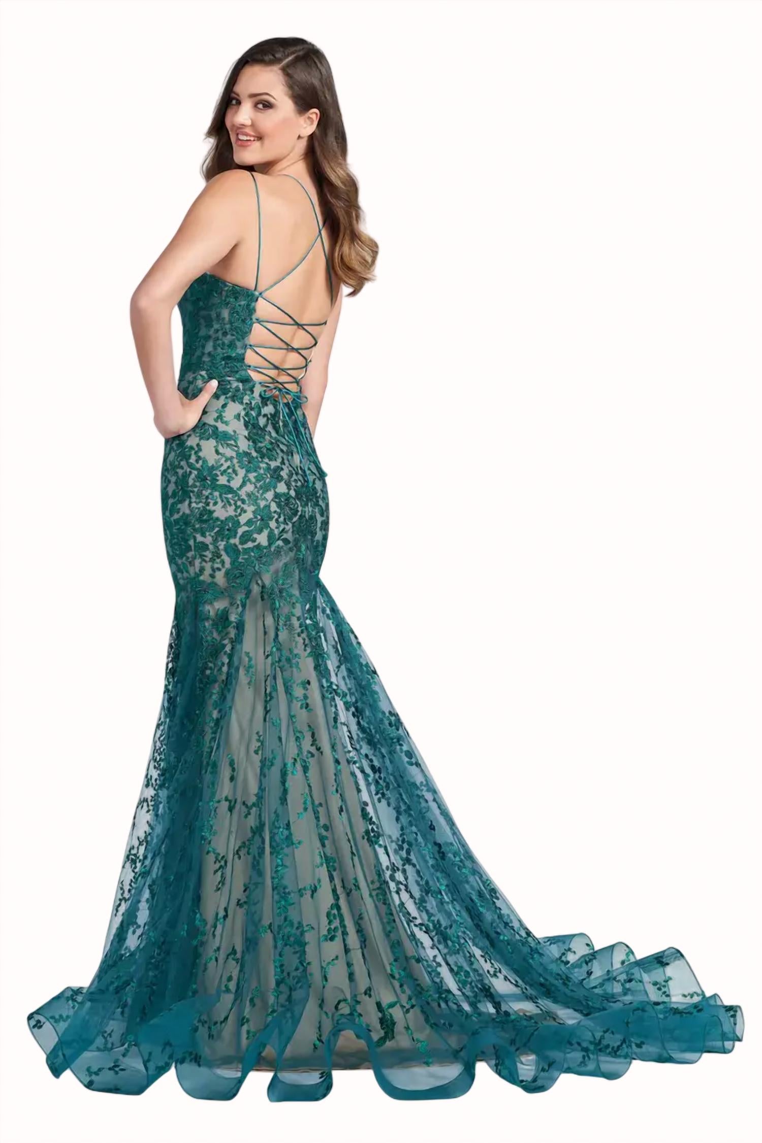 Ellie Wilde - Scoop Embroidered Prom Gown