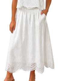 Skies Are Blue - Eyelet Midi Skirt