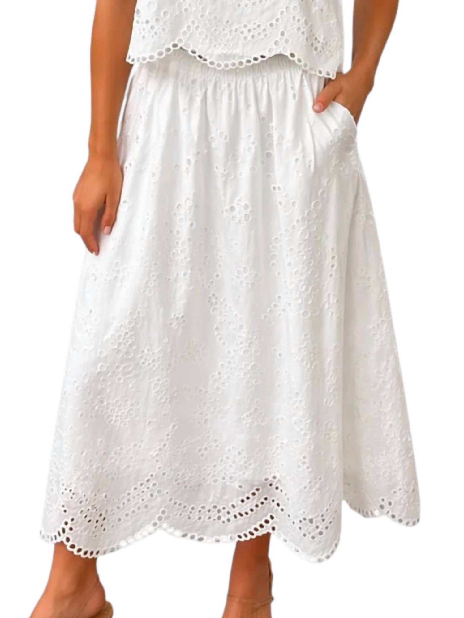 Skies Are Blue - Eyelet Midi Skirt