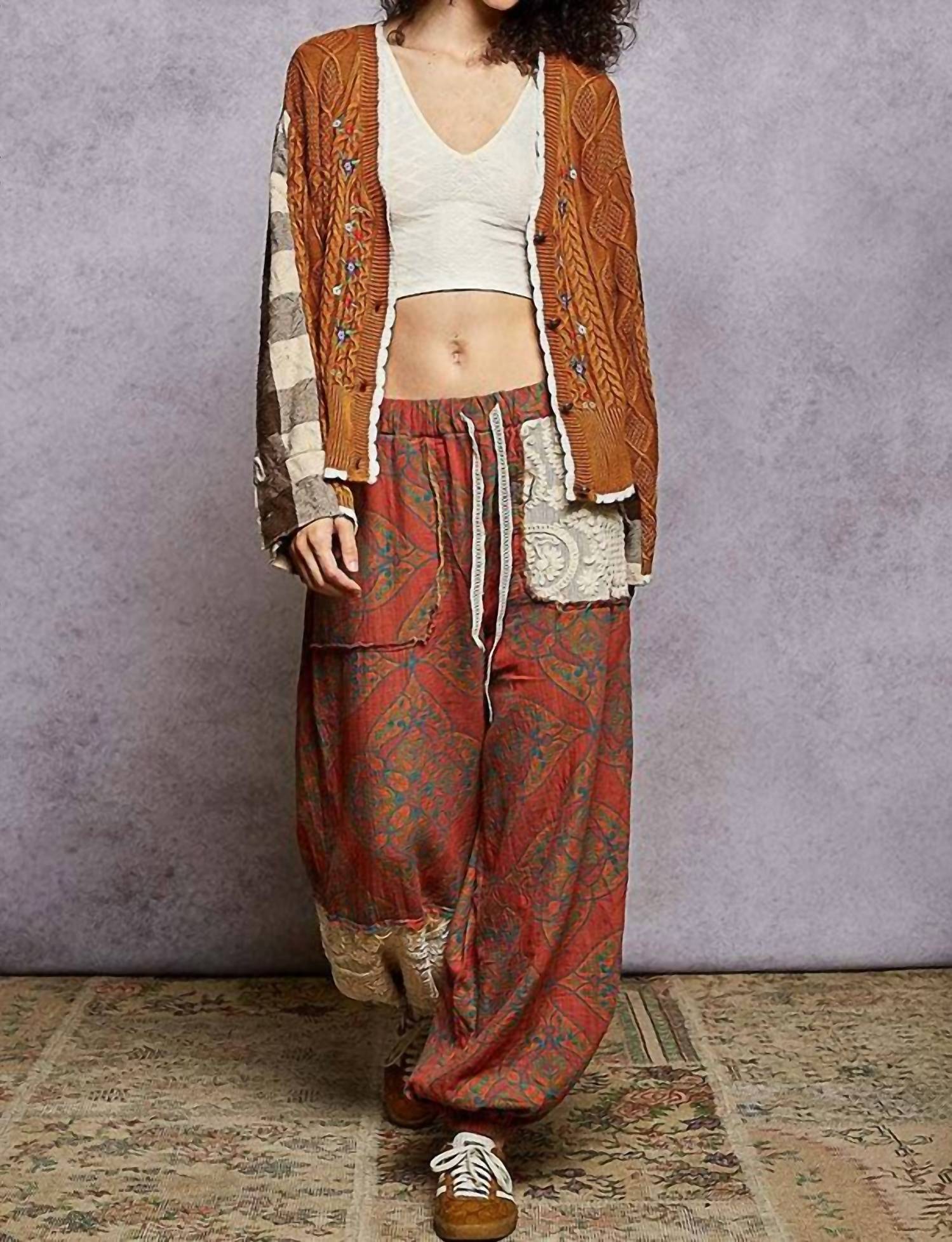 Pol - V-neck Embroidered Cardigan