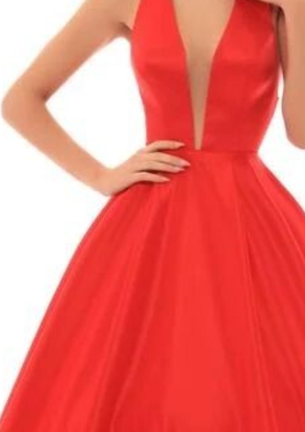 Tarik Ediz - Criss Cross Back Plunging Neck Dress