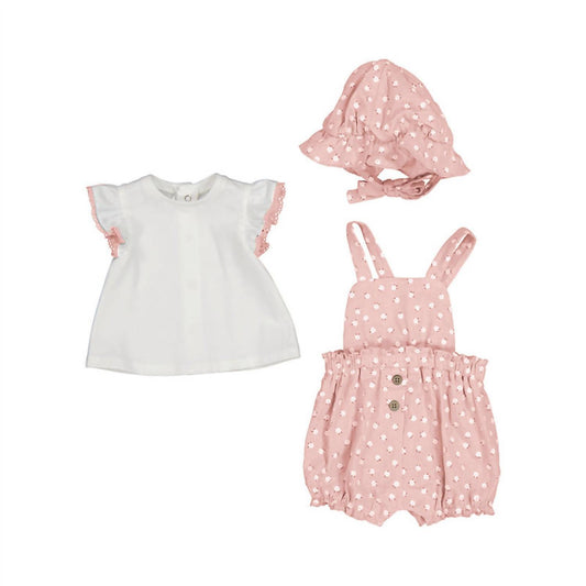 Mayoral - Kids 3 Piece Floral Overall Set
