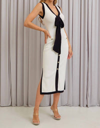Rivir - Bowed Sleeveless Knit Midi Dress