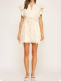 Strut & Bolt - Eyelet Cotton Lace Scallop Mini Dress