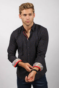 Eight X - Button Down Print With Trim Shirt