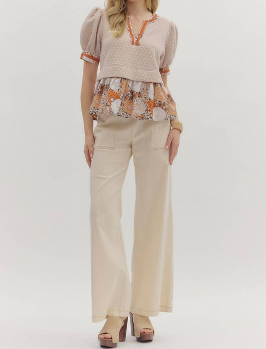 Entro - Mae Floral Ruffle Accent Knit Top