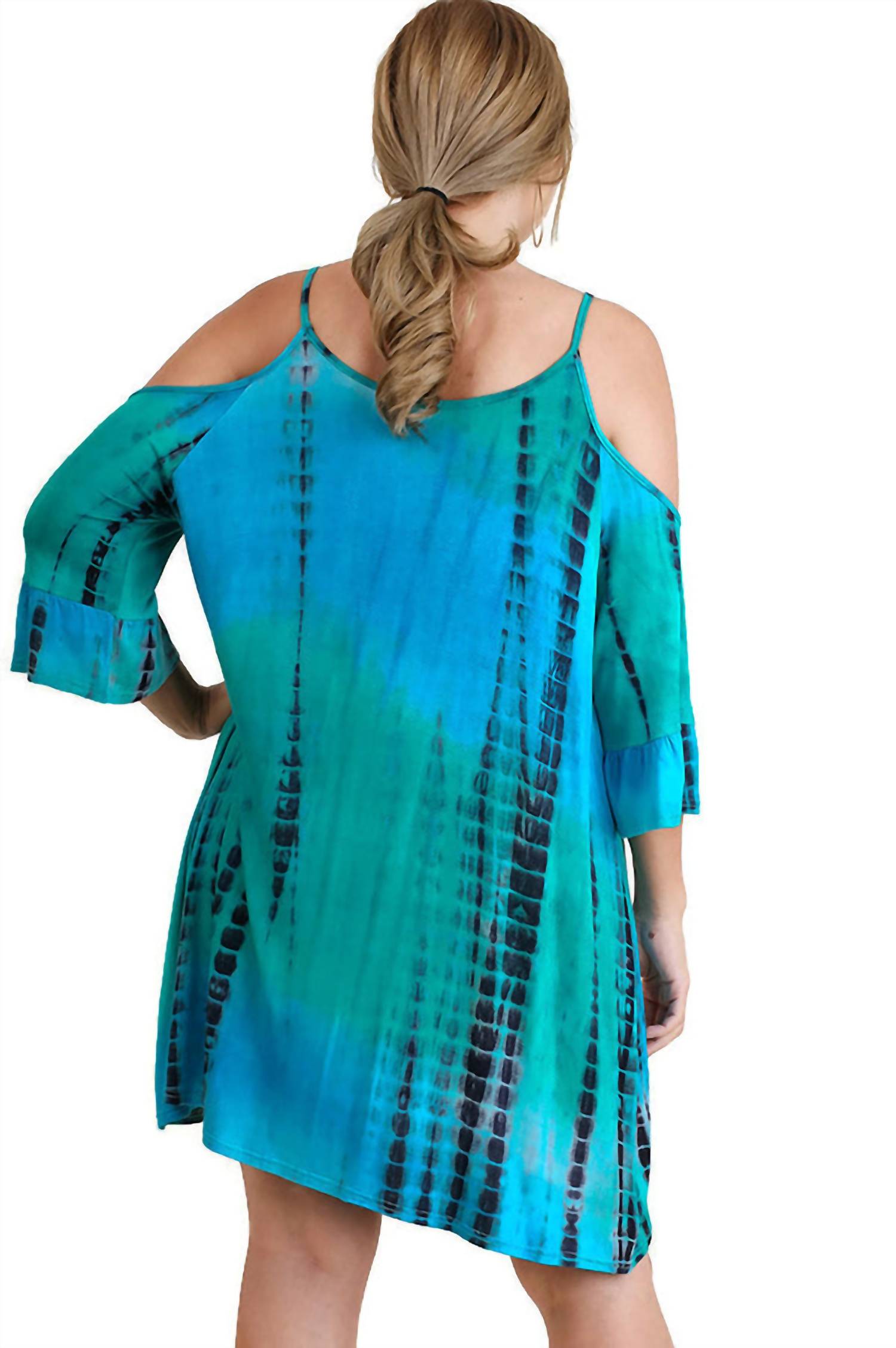 Umgee - Tie Dye Cold Shoulder Short Dress - Plus