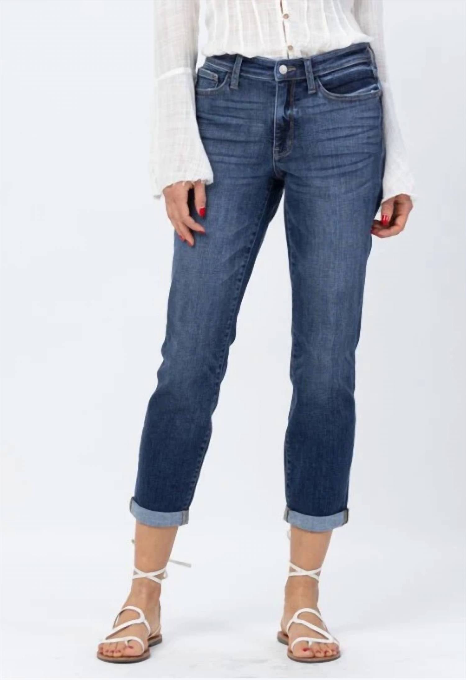 Judy Blue - Women's Sophia Midrise Cuffed Boyfriend Jeans
