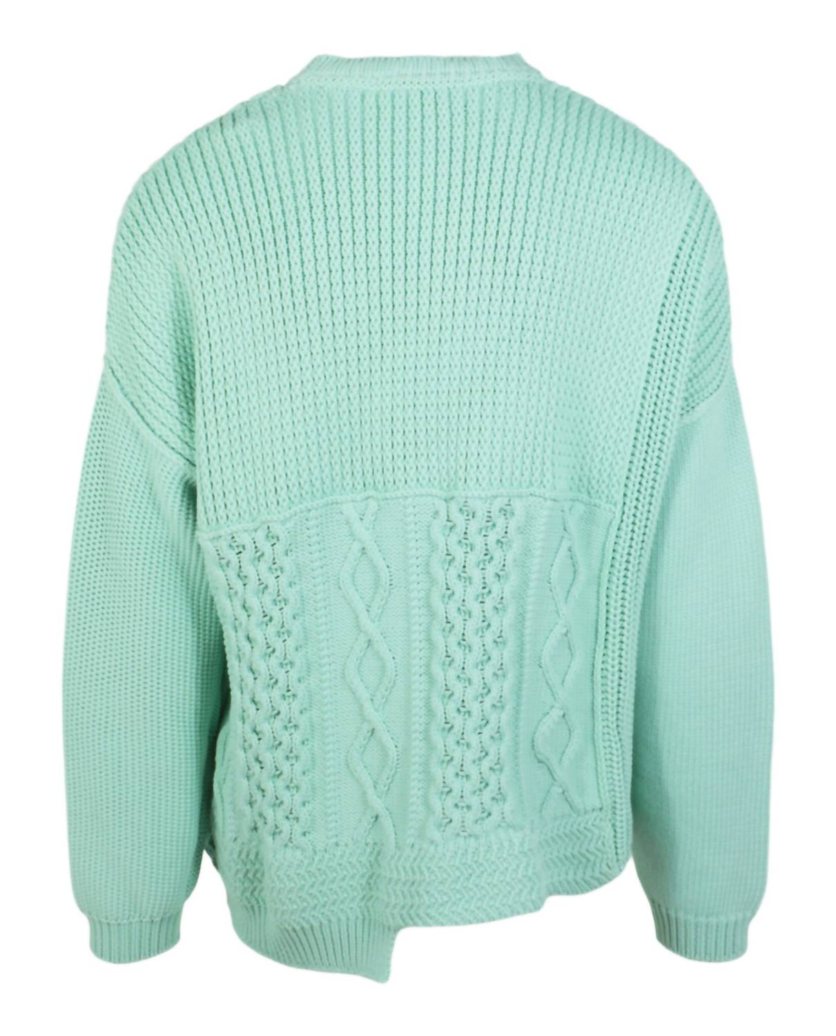 Ambush Women's Patchwork Knit Crewneck Sweater in green - women's sweater - detail view