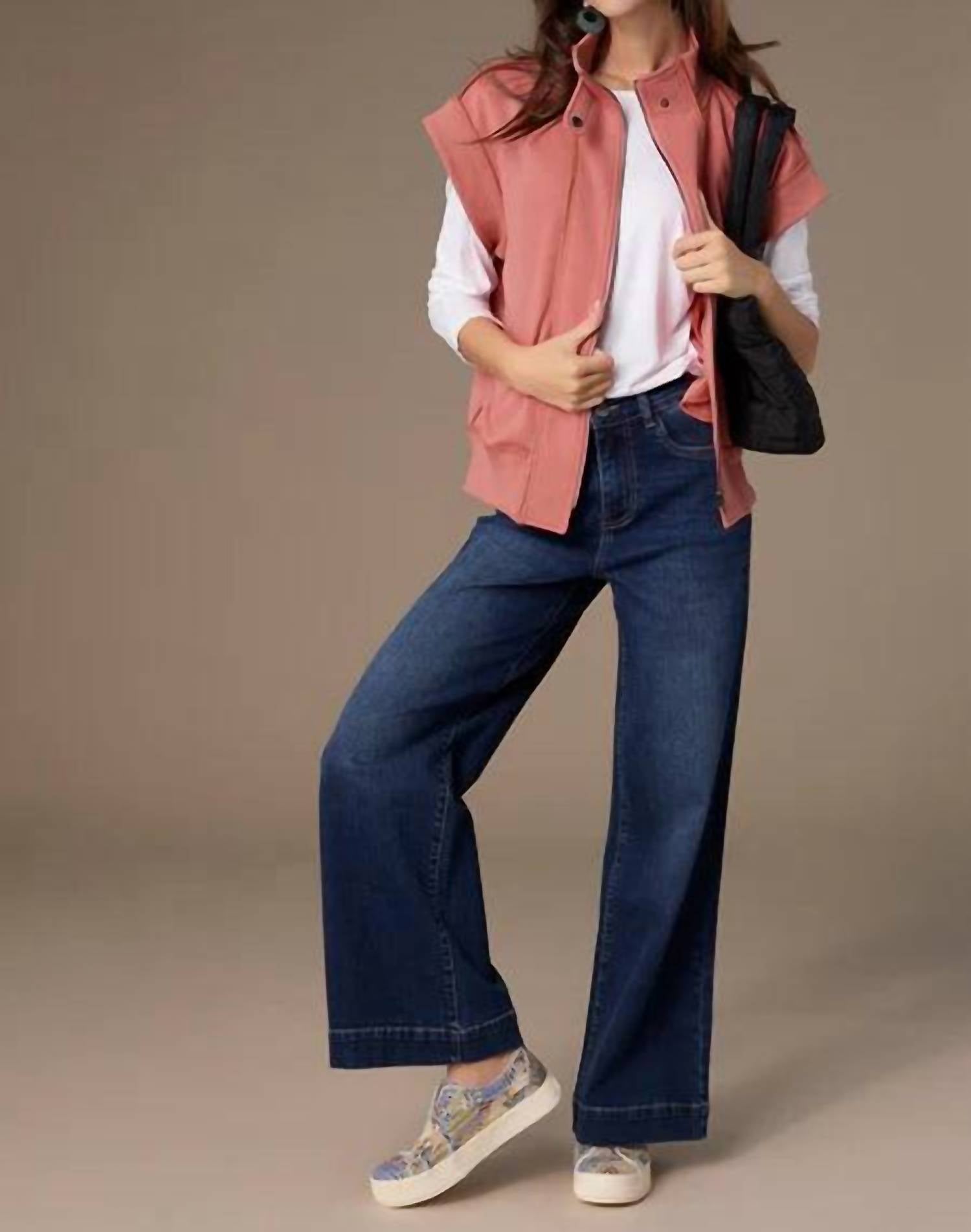 COCO + CARMEN Ever Stretch Wide Leg Jeans in dark denim - women's jeans - view 4