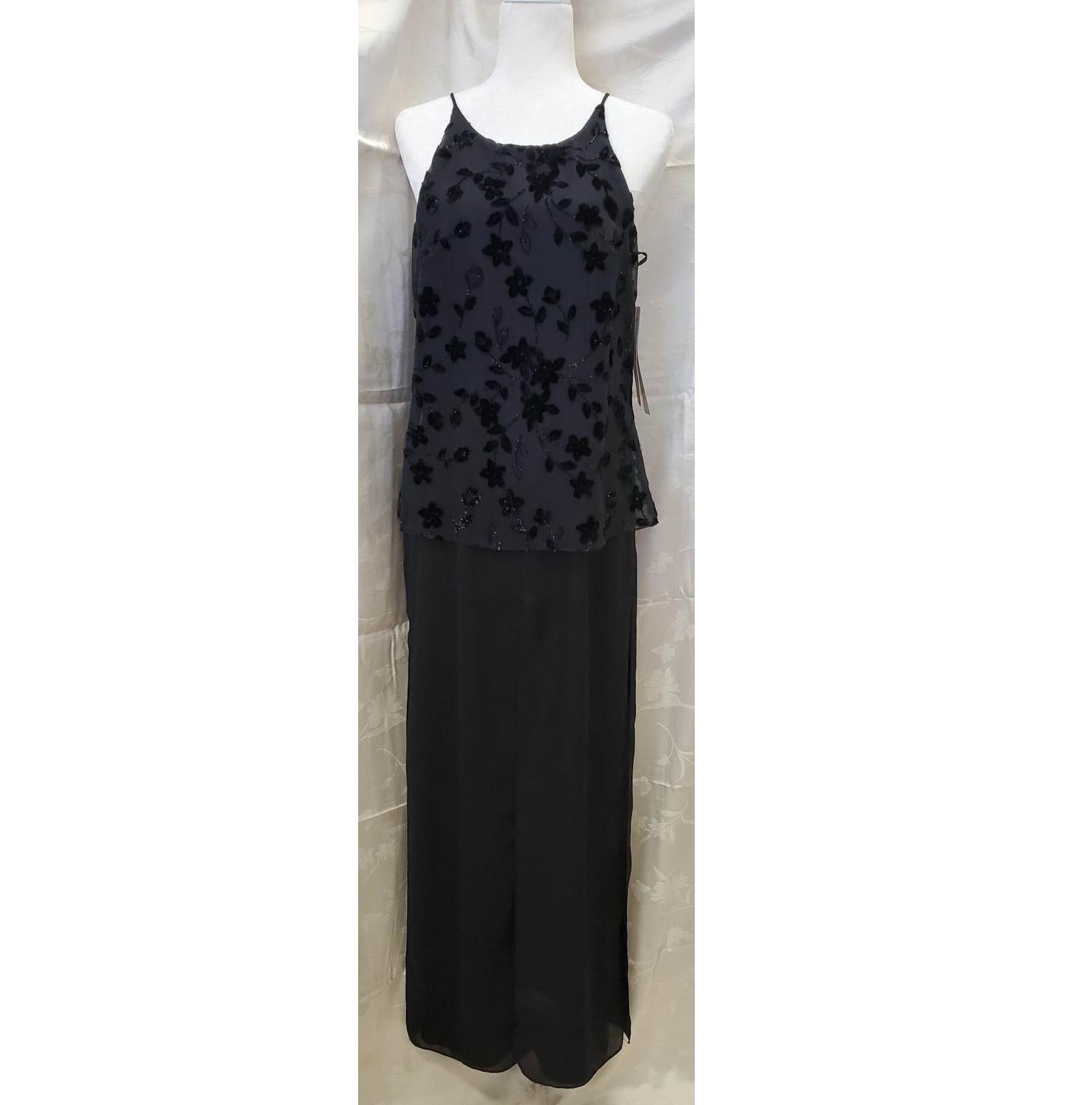 Onyx Nite By Wendye Chaitin - Women's Sparkle Sleeveless Velvet Formal One Piece Jumpsuit