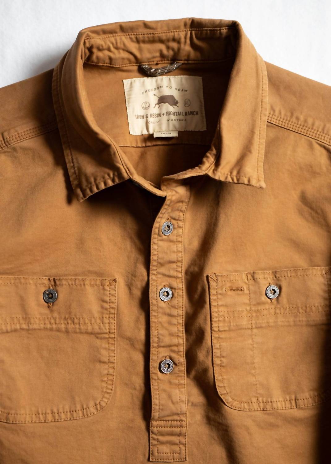Iron & Resin Men's Popover Shirt in tan - women's long sleeve top - alternate view